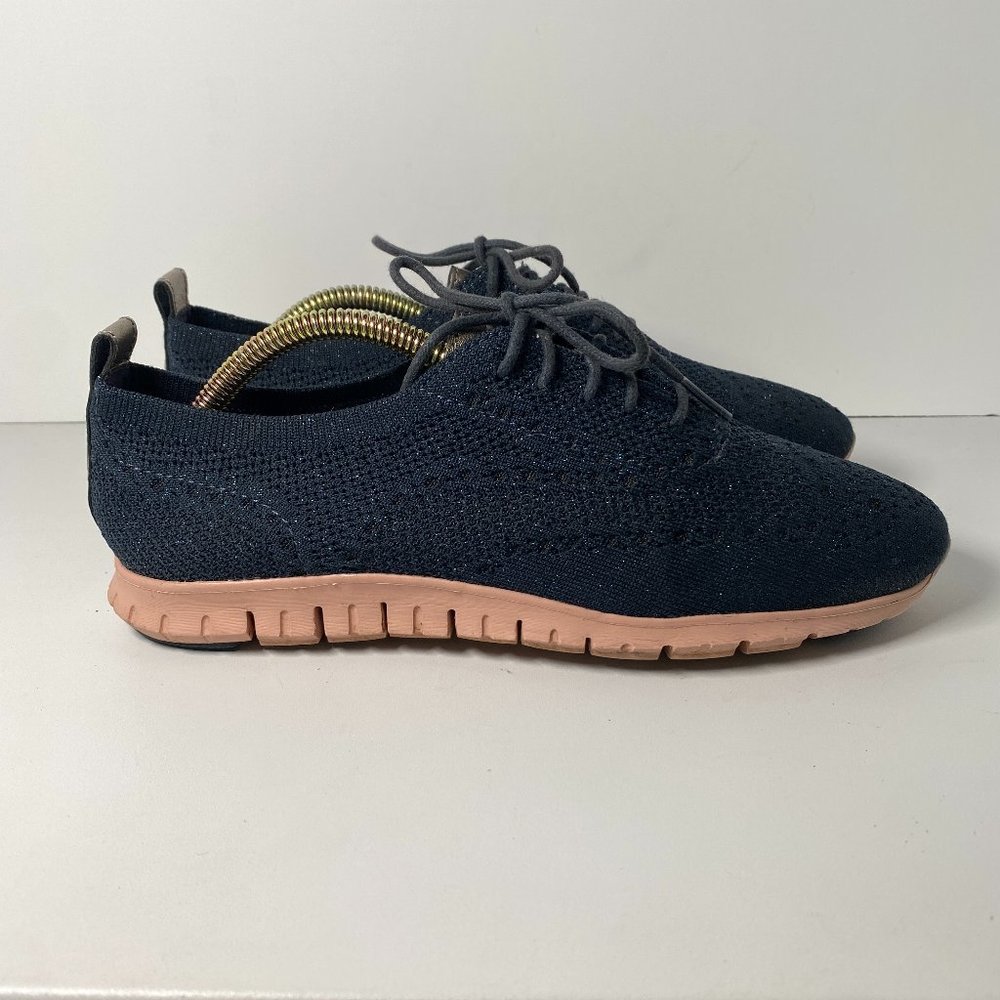 Cole Haan Grand OS Zerogrand Wingtip Oxford Shoes Womens 8 Metallic Blue Pink